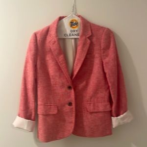 J. Crew Factory Chambray Pink Red Schoolboy Blazer Jacket Linen Blend